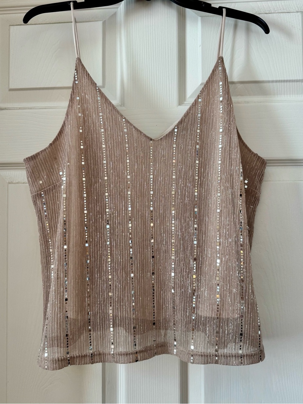 Sweet Rain Champagne Sequin Cami Tank Top Large Party Holiday